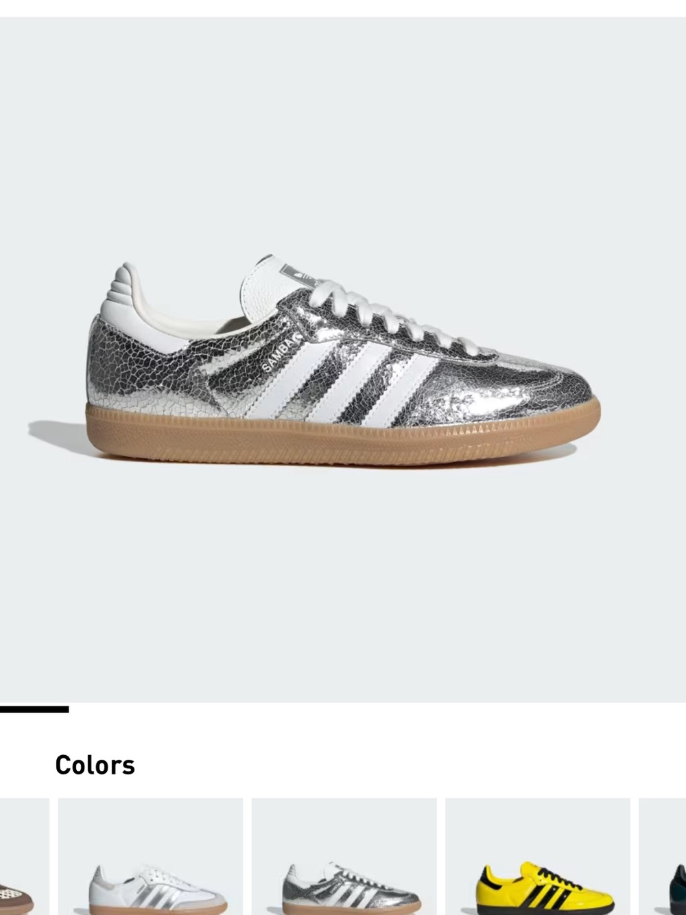 adidas women’s Metallic Silver & White Samba-Style Sneakers sz 8 - Picture 2 of 5